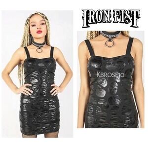 New with Tags IRON FIST Skullz Club Mini Dress in Black Plus Size 2X